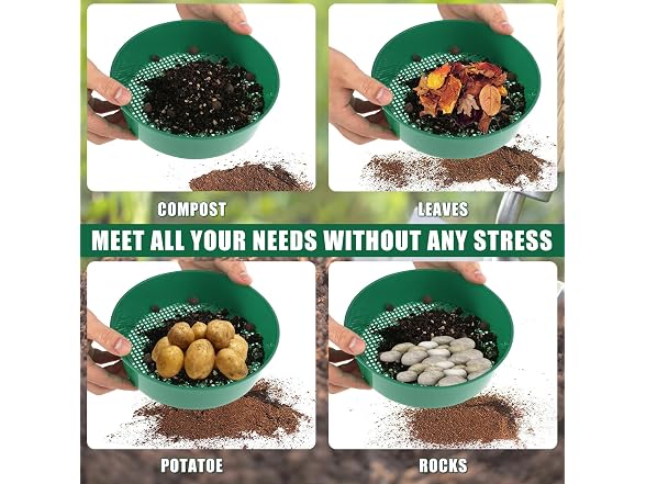 Pineeseatile GAR-32 (2 Pack) Garden Soil Sieve Sifter