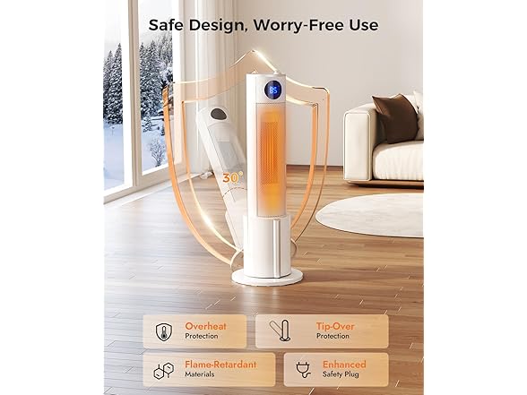 Oylus Space Heaters for Indoor Use - Portable Tower Heater with Humidifier, Remote, Adjustable Thermostat, 3 Heat Modes, Multiple Safety Protection, 12H Timer, Quiet Electric Heater for Bedroom (Open Box)