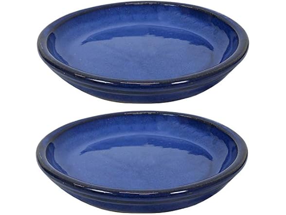 Sunnydaze 7-Inch Ceramic Plant Saucers- Imperial Blue