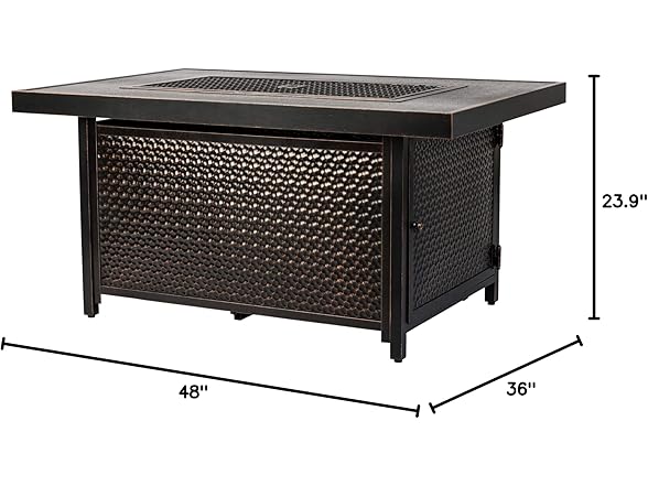 Fire Sense Weyland Hammered Aluminum Convertible Gas Fire Pit Table