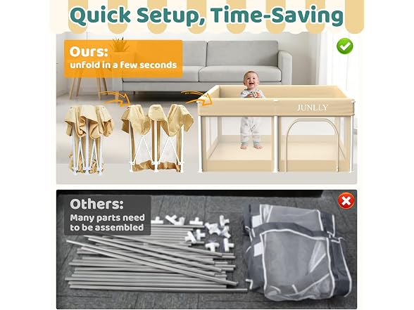 JUNLLY Foldable Baby Playpen 50x50 inch
