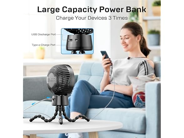 WITHOUSE Portable Stroller Fan Oscillation