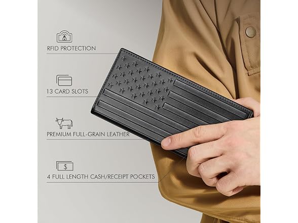 pefiam Long American Flag Wallet