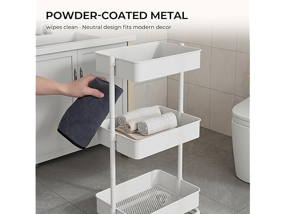3 Tier Rolling Cart with Wheels for Home Organization