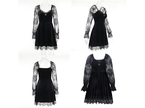 Kisswow Women (XL) Lace Gothic Velvet Dress
