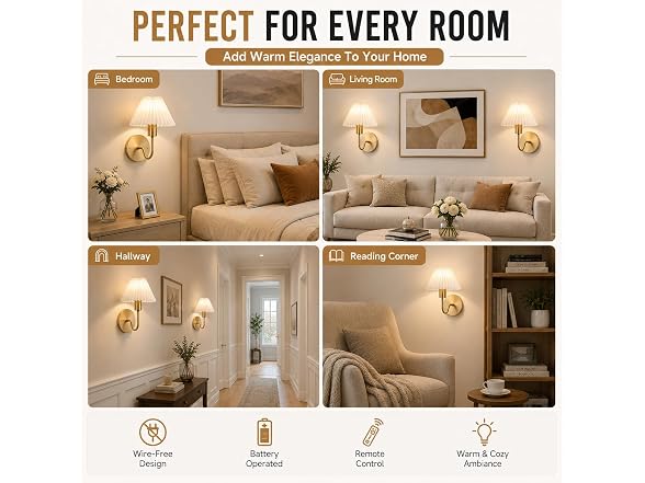 Ownprit RGB Wireless Wall Sconces 2-Set