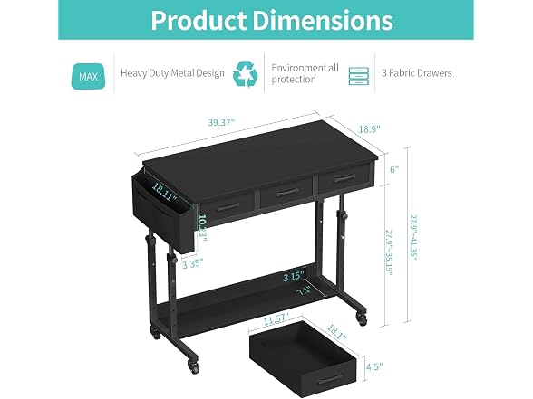 WINAZ Rolling Standing Desk Adjustable
