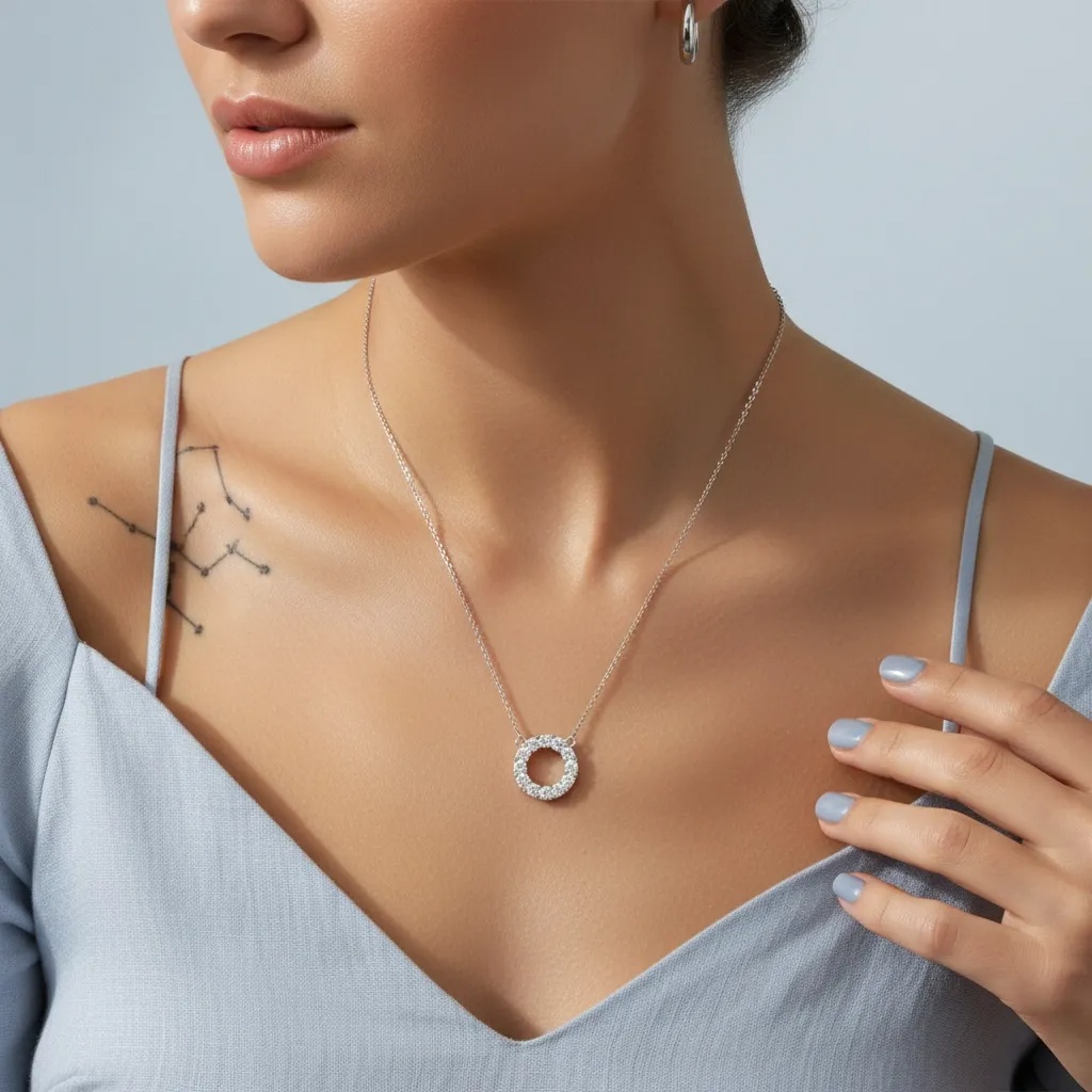 Moissanite Diamond Eternity Necklace - Gallery 10