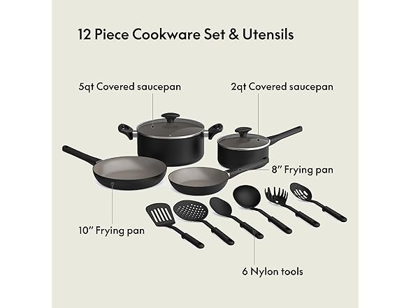 BELLA 12 Piece Cookware Set