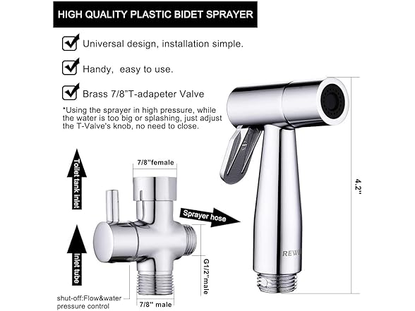 REWEE  Handheld Bidet Sprayer -Chrome