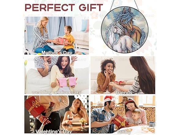 ANFURI Horse Glass Window Hanging