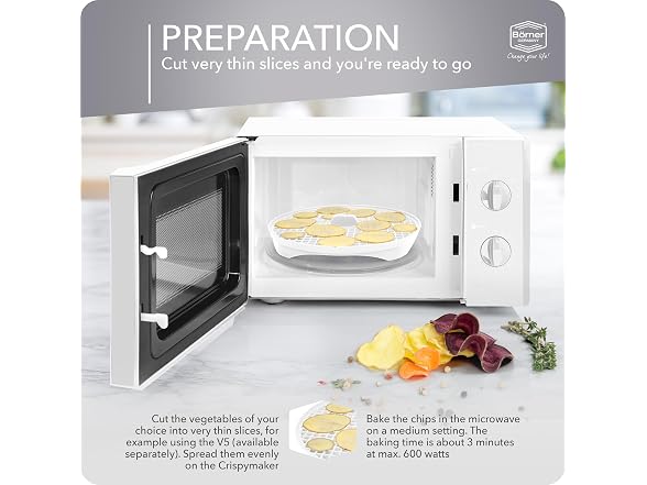Borner by Reston Lloyd 2pc Crispymaker, Microwave Chip Maker, White
