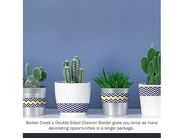 Barker Creek Double-Sided Border, Chevron Navy & Yellow