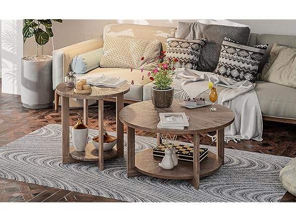 COZAYH Round Wood Coffee Table