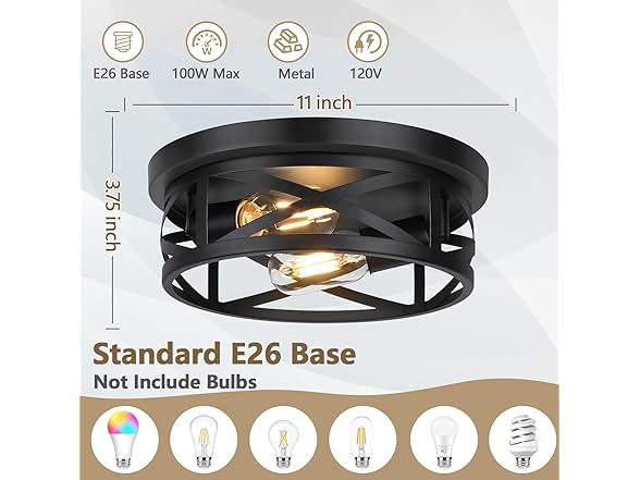 Bosceos 2-Light Flush Mount Ceiling Light Fixtures, 2-Pack Farmhouse