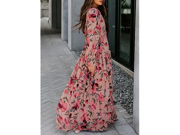 Blencot Women (M) Casual V Neck Long Sleeve Dress