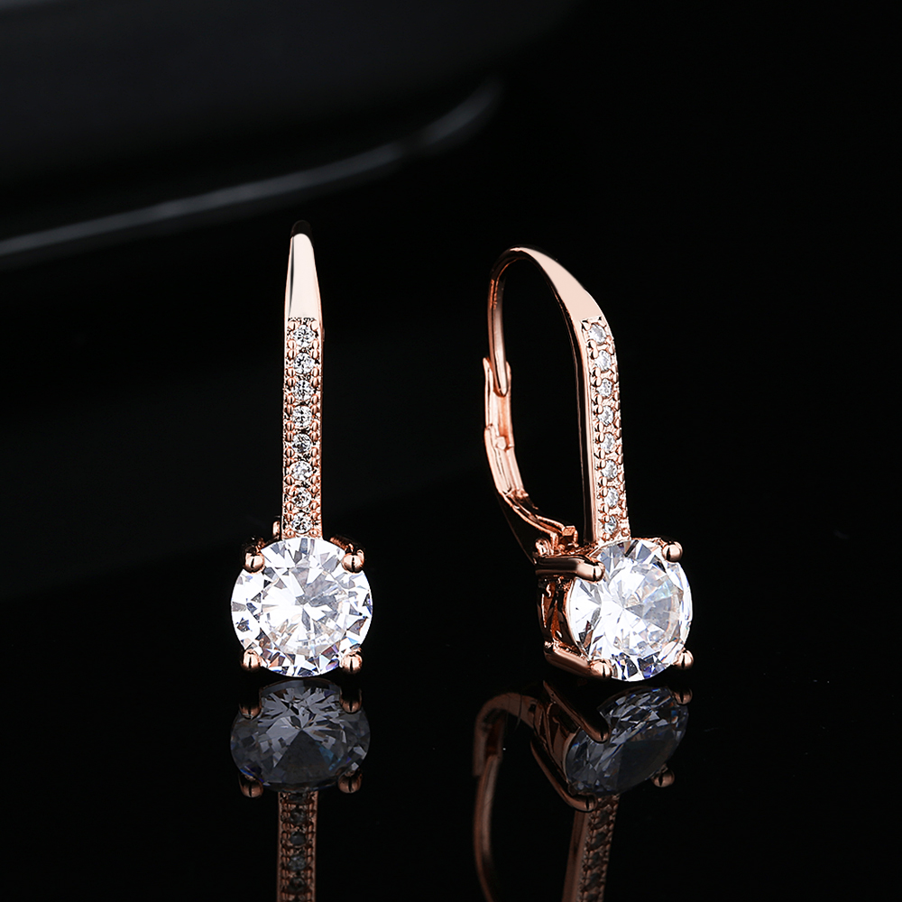 Round Cut Crystal Leverback Earrings - Gallery 11