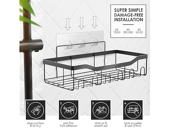 Clara Clark Shower Caddy Adhesive Organizer 5Pk