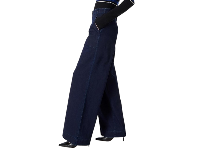 DEE OCLEPPO Women's Juniper Wide Leg Pant with Utility Pockets Standard, Indigo Rinse WASH