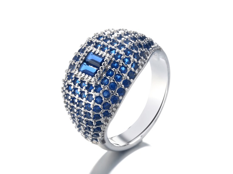 IGT-DAAS-DRBS5050BS-6 6 Rhodium Plated Sapphire Ring