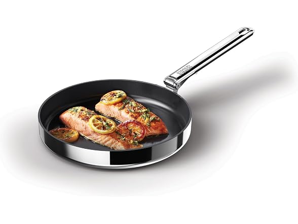 Joseph Joseph Space Steel 9.5" Nonstick Stainless-Steel Frying Pan Skillet with Folding Handle, Ceramic Coating, Induction & Oven Safe