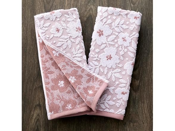 SKL Home Floral Hand Towel Set-2pc, 100% Cotton, Rose