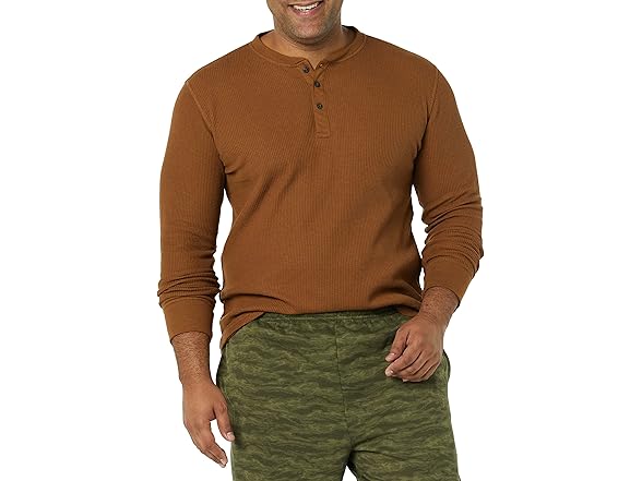 Amazon Essentials Men Slim-fit Long-Sleeve Waffle Henley