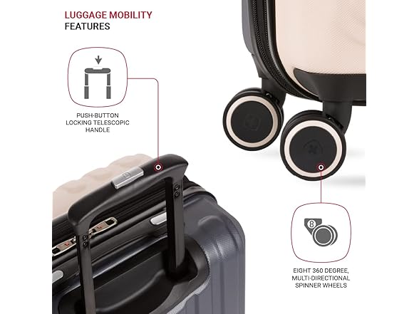 SwissGear Duet Hardside Expandable Luggage with Spinner Wheels, Pink/Dark Grey, Carry-On 19-Inch (Open Box)