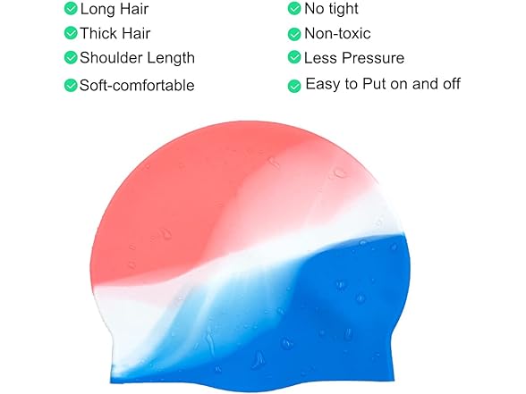 2Pack Durable Silicone Swim Cap