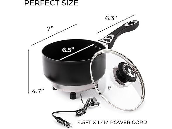 Zone Tech CT0007 12V SaucePan with Glass Lid 