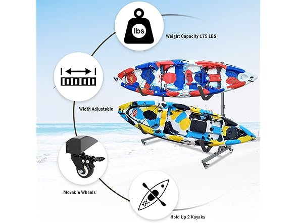 Bonnlo Freestanding Storage Rack Two-Kayak