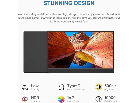 AYY Portable Monitor for Laptop 1080P FHD 15 Inch