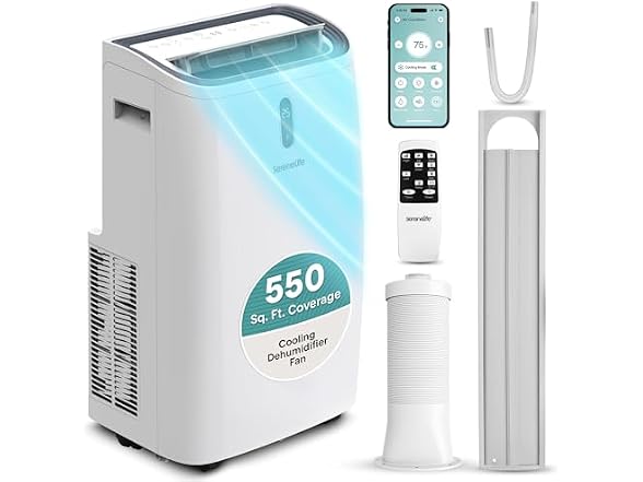 SereneLife SLPAC406W.6 14,000 BTU 550sqft Portable AC