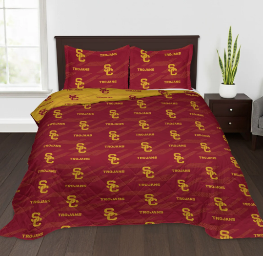 USC TROJANS NCAA Quilted Throw Blanket Set - Gallery 2