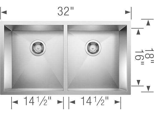 BLANCO 516211 Kitchen, 29" L X 18" W X 10" D, Stainless - Gallery 3
