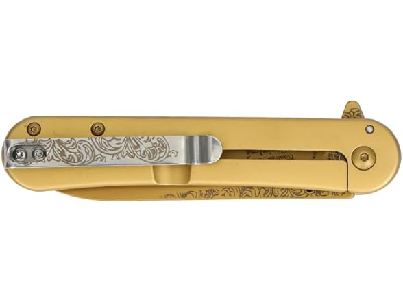 8" Folding Knife Gold Elk Design