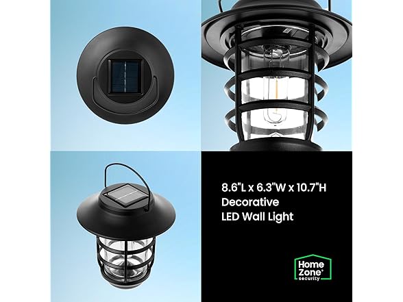 Home Zone Security 2 Packs Solar Wall Hanging Lights