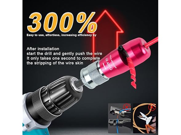  Wire Stripper Drill 14-8AWG 4Pcs Kit