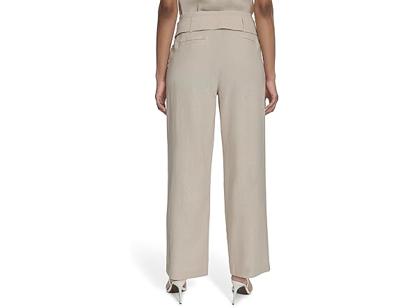 HALSTON H Womens Straight Leg Linen Pant