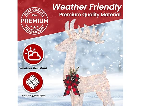 3-Piece White Fabric Reindeer Family - Gallery 2