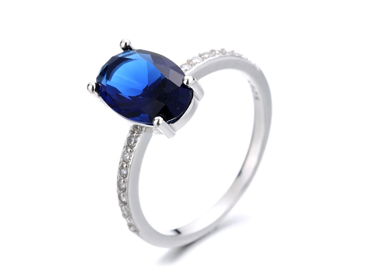 AAA IGT-DAAS-DRBS6112-B-6 6 Sapphire Oval Cut Ring Created Blue Sapphire