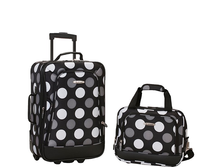 Rockland Fashion Softside Upright Luggage Set, Expandable, New Black Dot, 2-Piece (14/19)