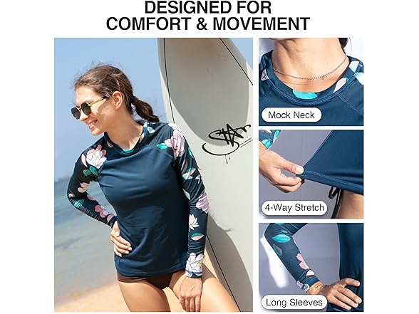 Kanu Surf Women's LS UPF50 Rash Top Navy (L)