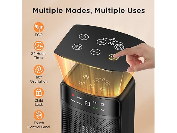 1500W Ceramic Electric Space Heater w/Remote