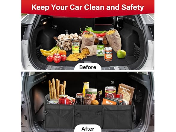 Simple Deluxe Car Trunk Organizer, Large Size, Black 