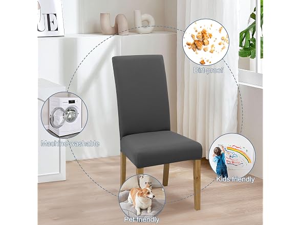 BIETYONE 6 Pack Grey Dining Chair Covers
