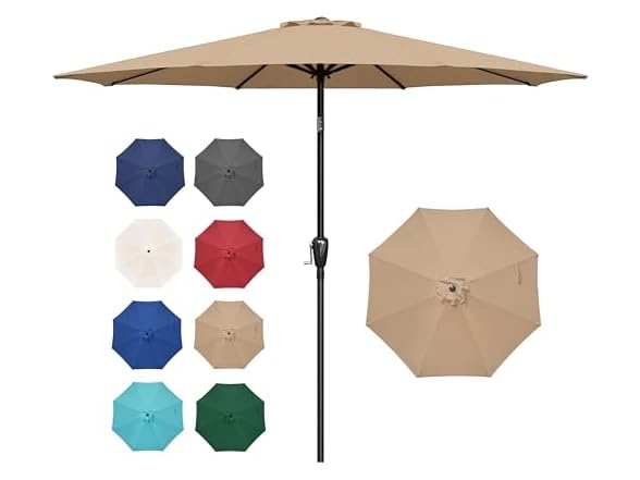9ft Patio Umbrella Tan UV Protection