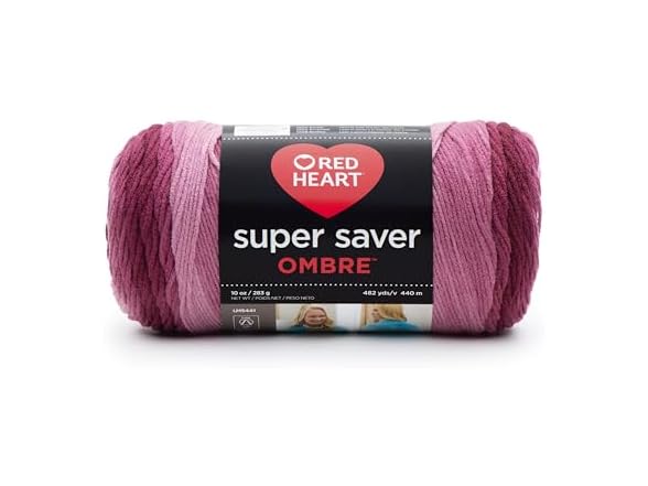 RED HEART E305.3965 Super Saver Ombre Yarn, Mai Tai