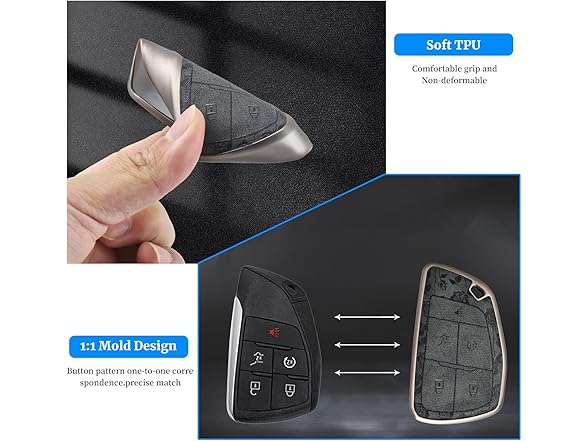 TPU Leather Key Fob Chevy 5Btn Black