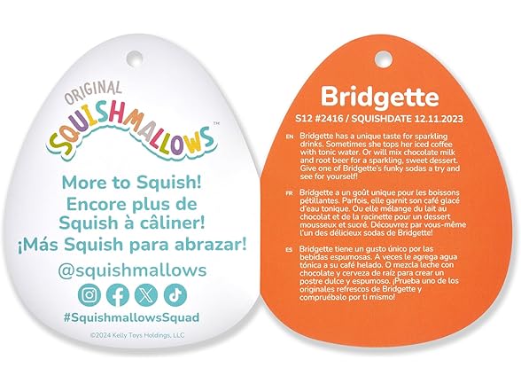 Squishmallows Original 12" Bridgette Grey and Black Cow Bat